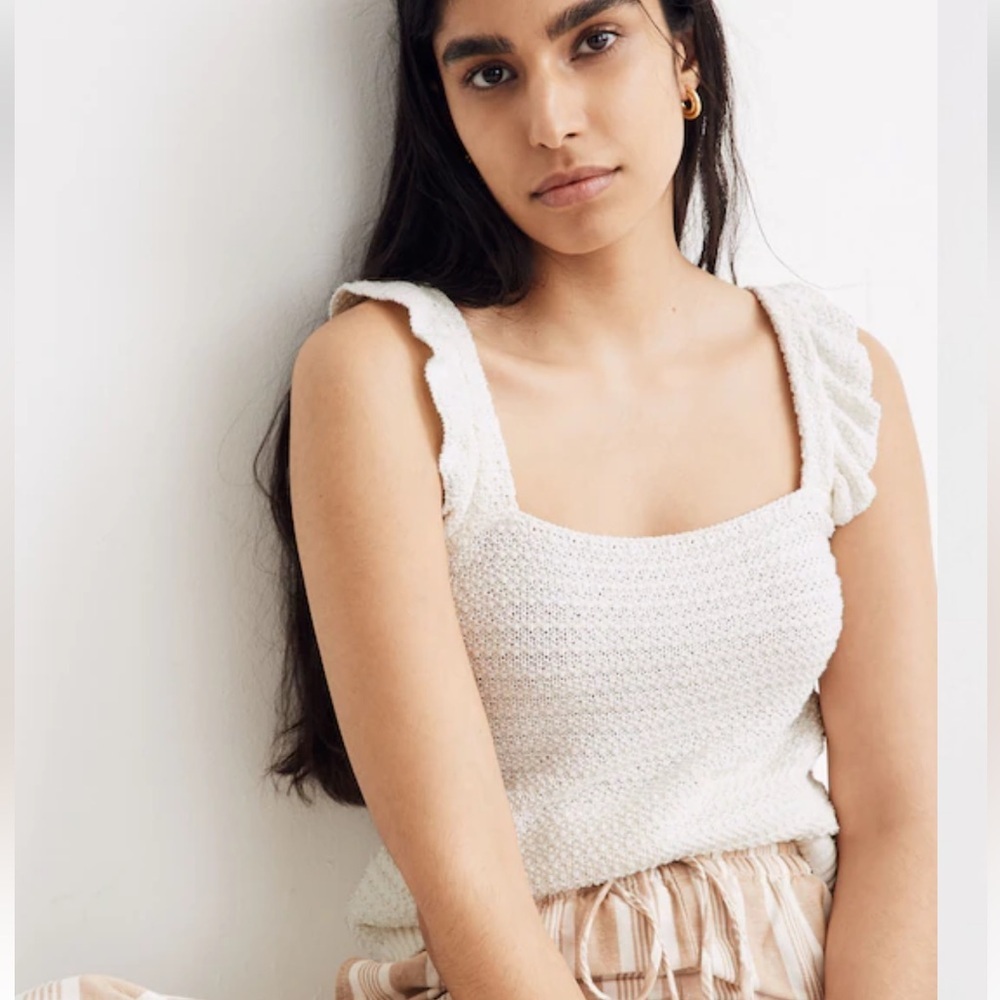 Madewell Crocheted Ruffle-Strap Sweater Tank